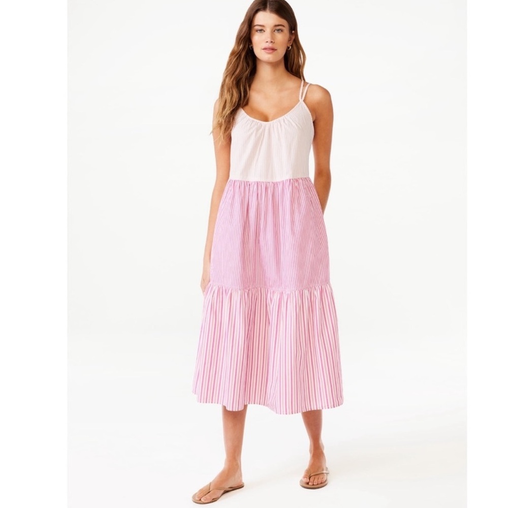 Free Assembly | pink striped dress